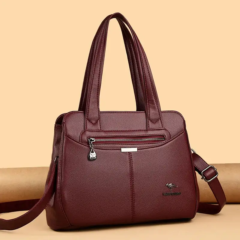 Refined Soft Zip-Top Shoulder Bag