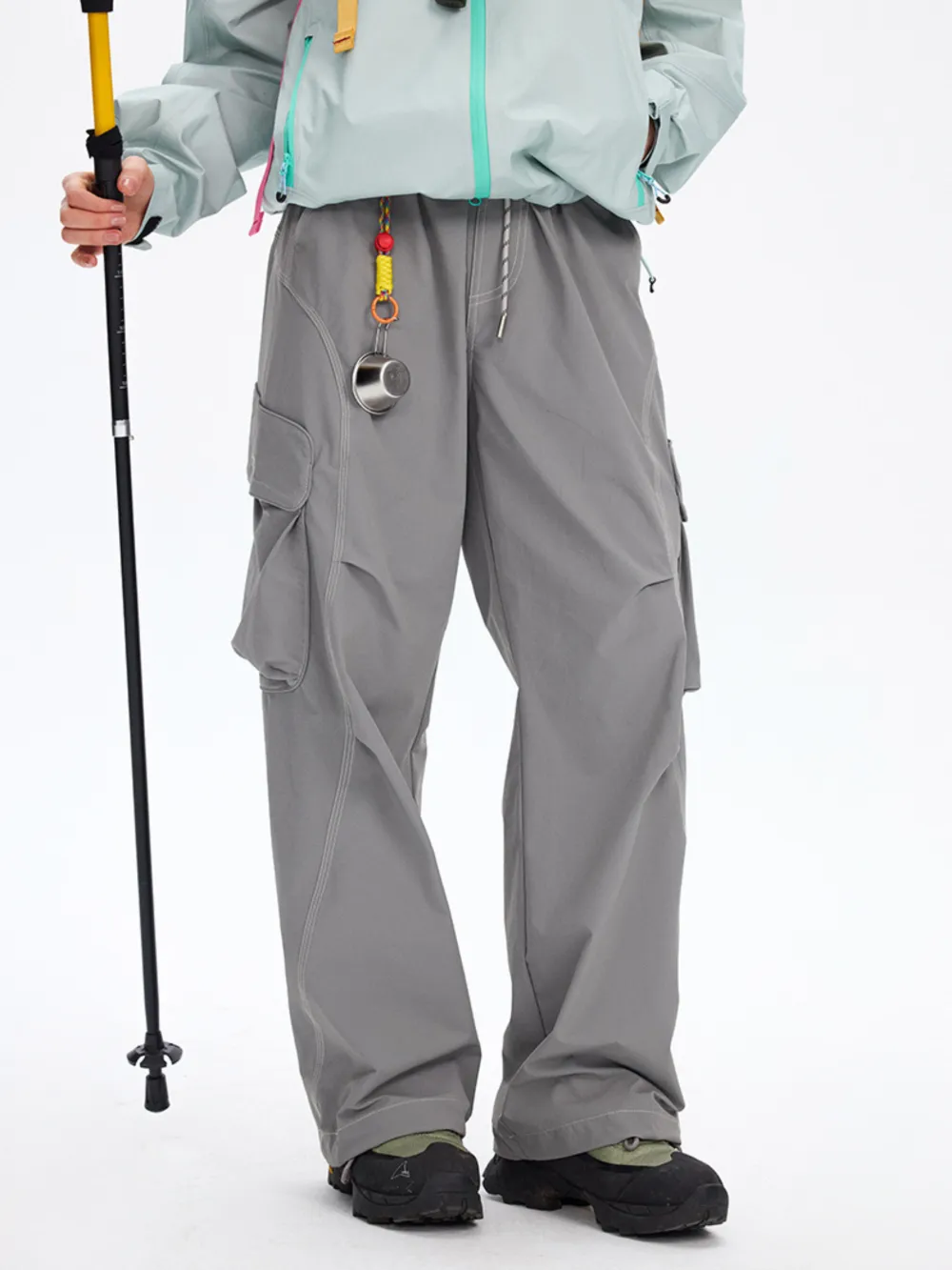 Water-Resistant Drawstring Reflective-Detail Cargo Pants