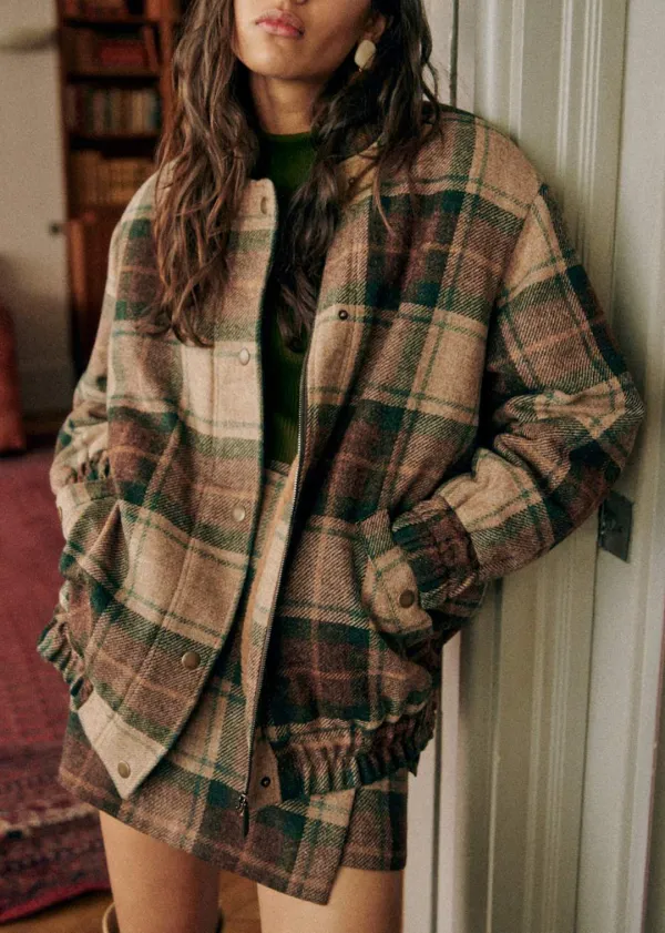 Checks Checked Wool Bomber Coat