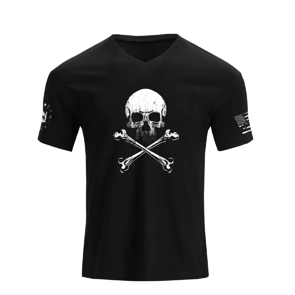 SKULL WATERPROOF V-NECK GRAPHIC TEE