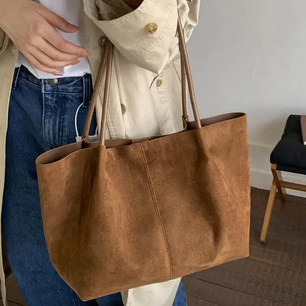 Suede Tote Bag Large Capacity Casual Simple Ins Style