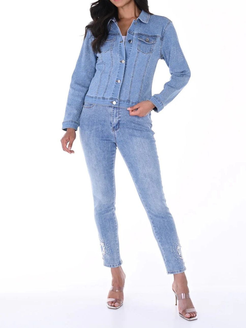 Light Blue Denim Button - Front Jeans