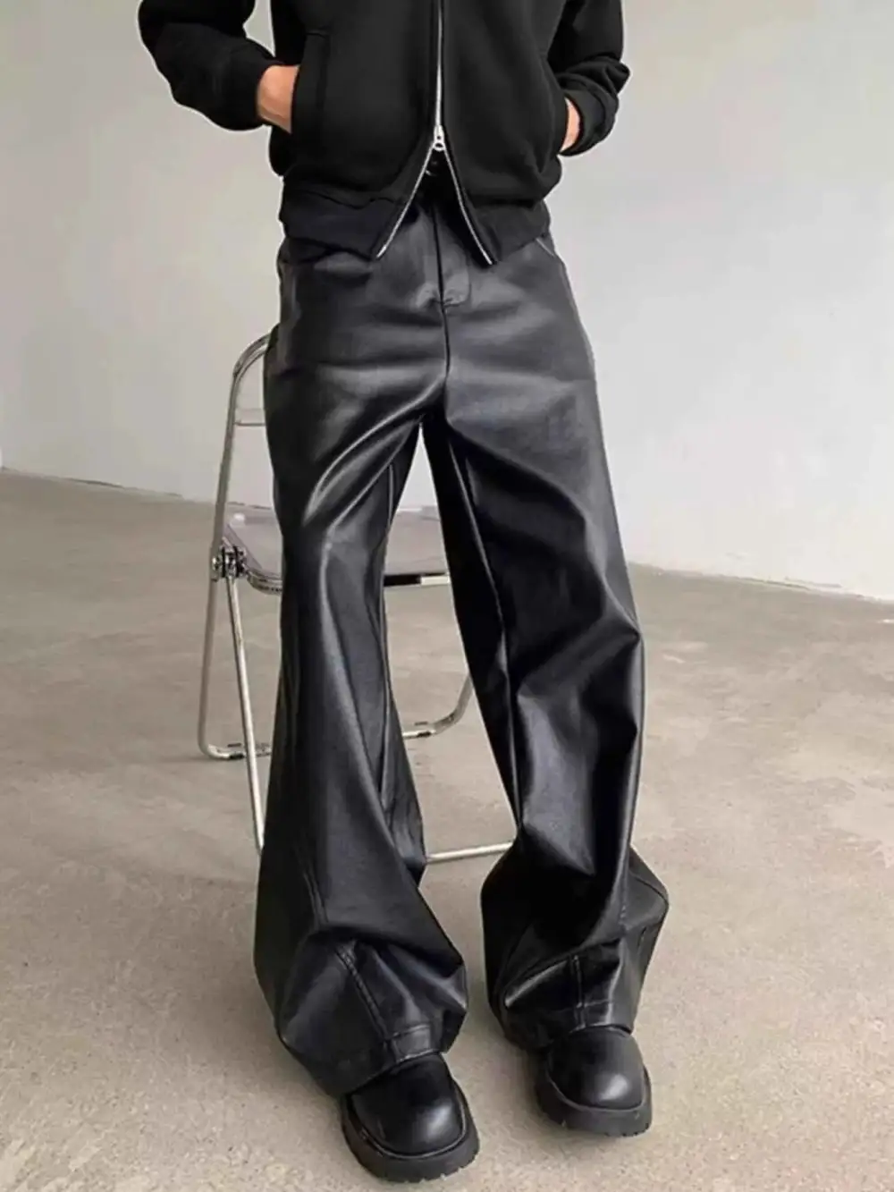 Leather Wide-Leg Pants