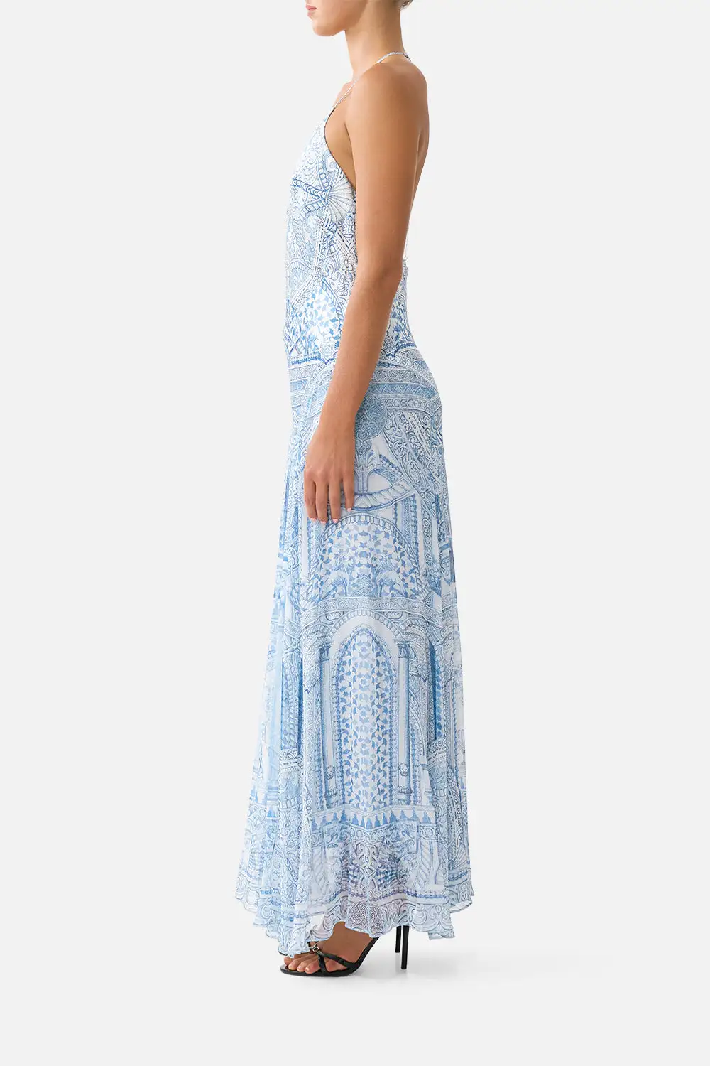 Printed Hardware Detail Slip Dress