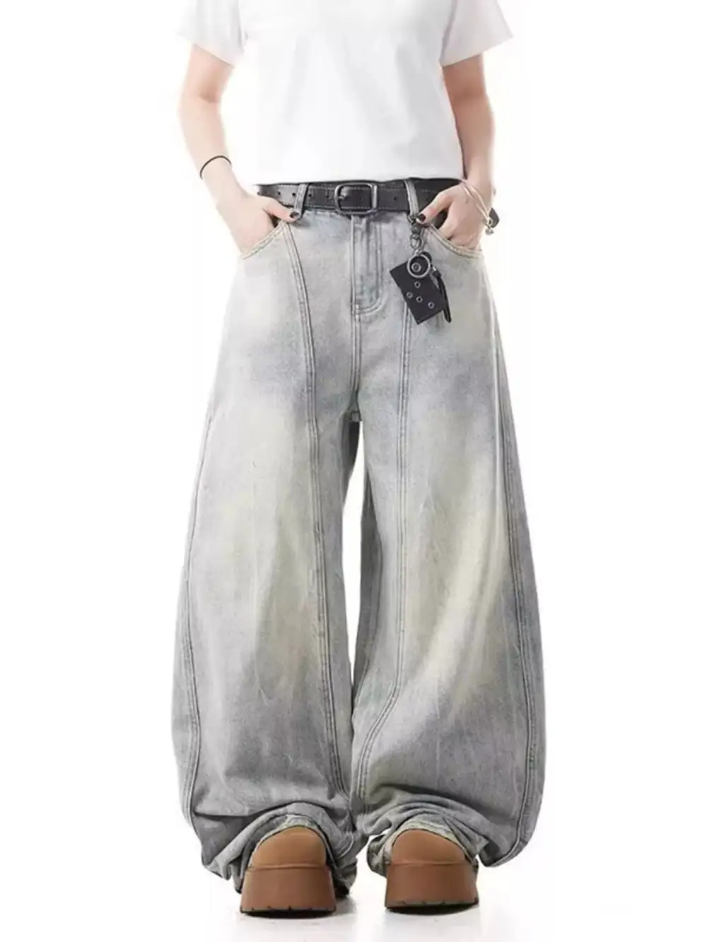 Modern Men's Full Size Vintage Wash Wide Leg Jeans Plus Size