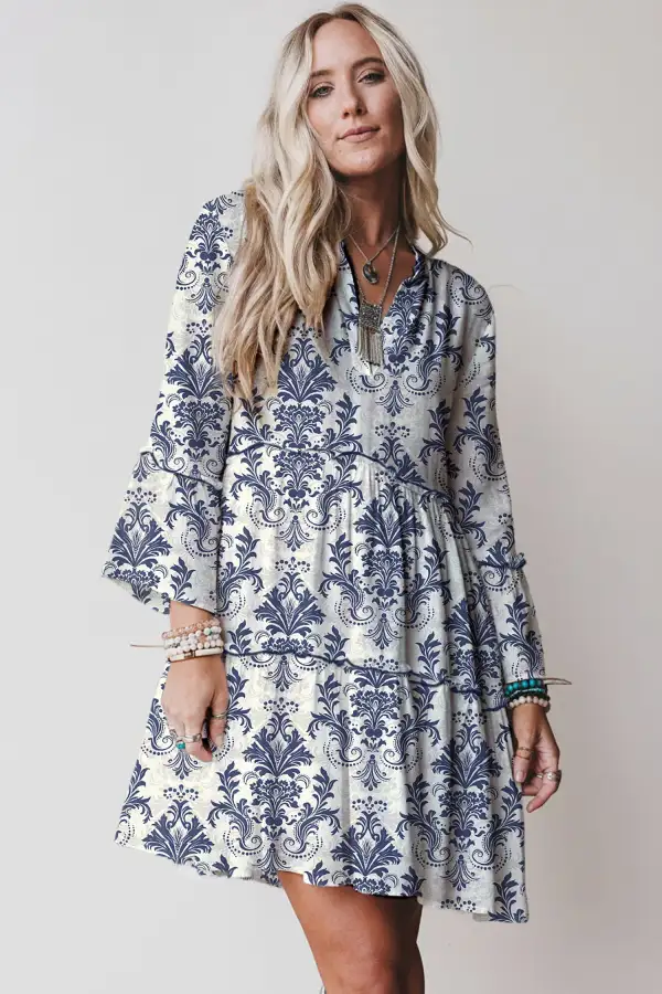Balanced Detail Floral Printed Mini Dress