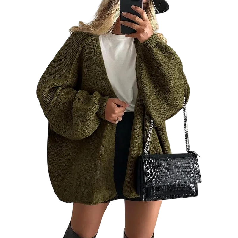 Women's Oversized Cardigan Sweater Fall Long Lantern Sleeve