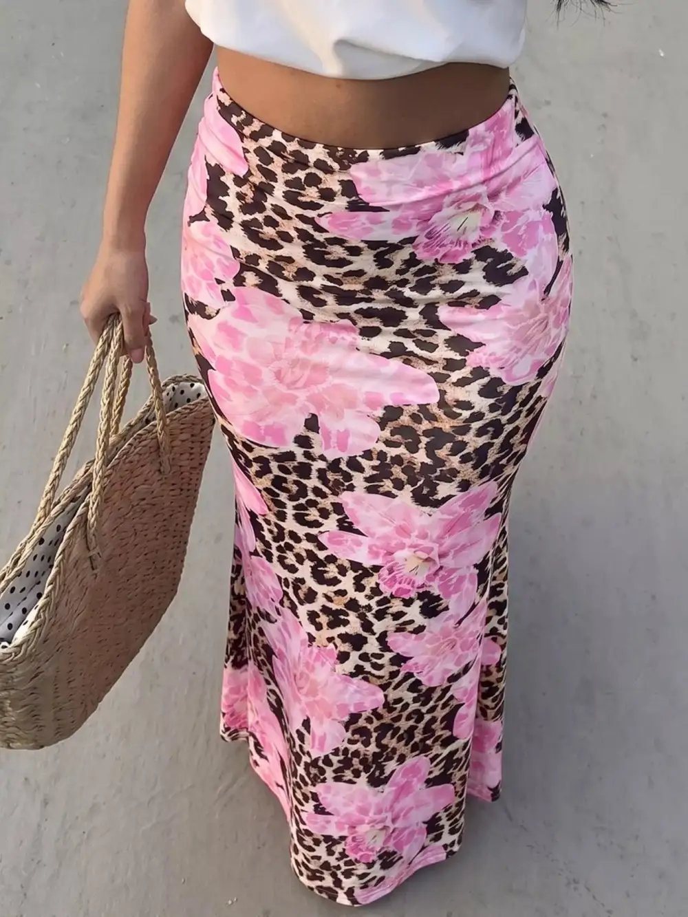 Leopard Print Bodycon Maxi Skirt