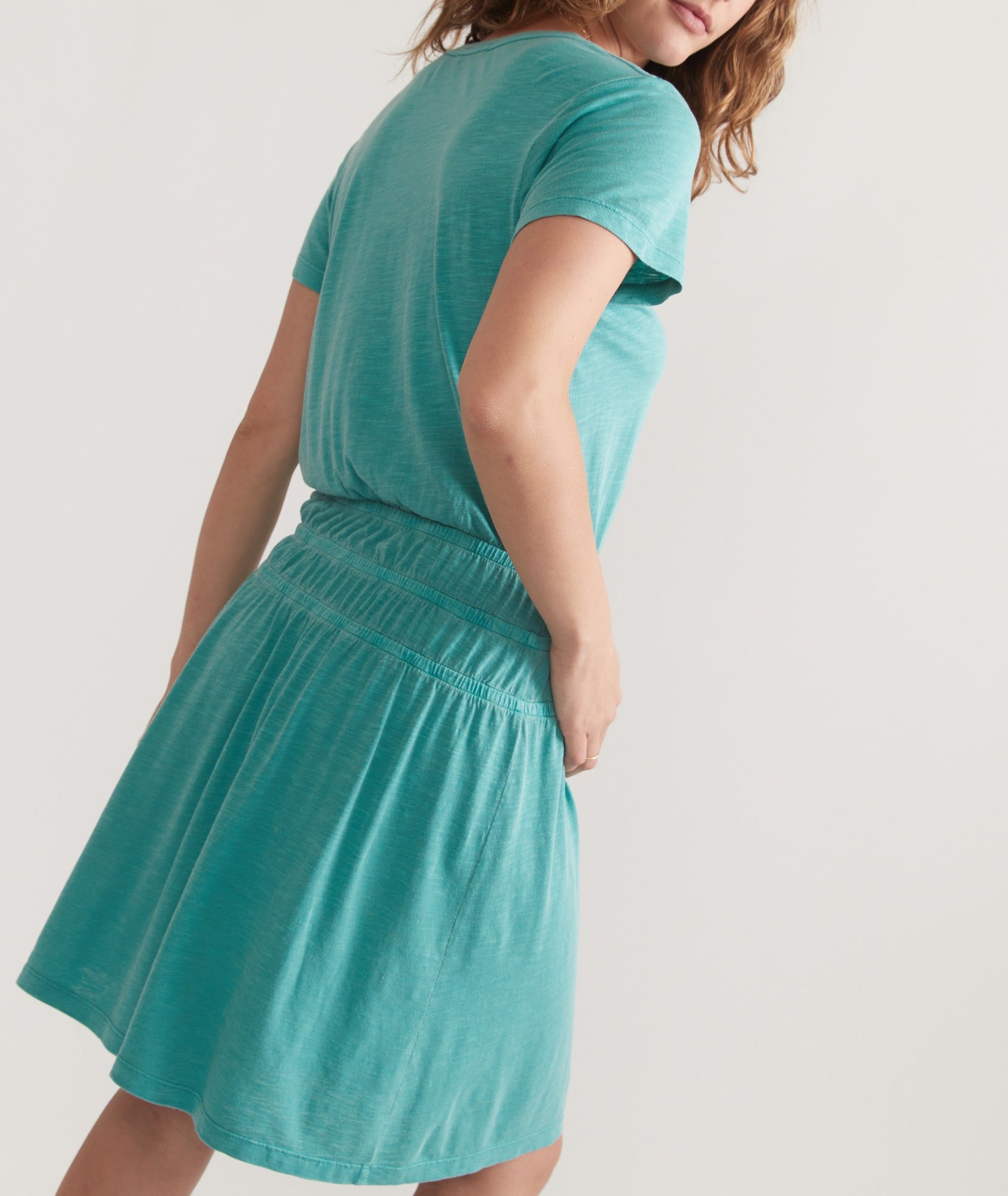 Teal Short Sleeve Mini Dress
