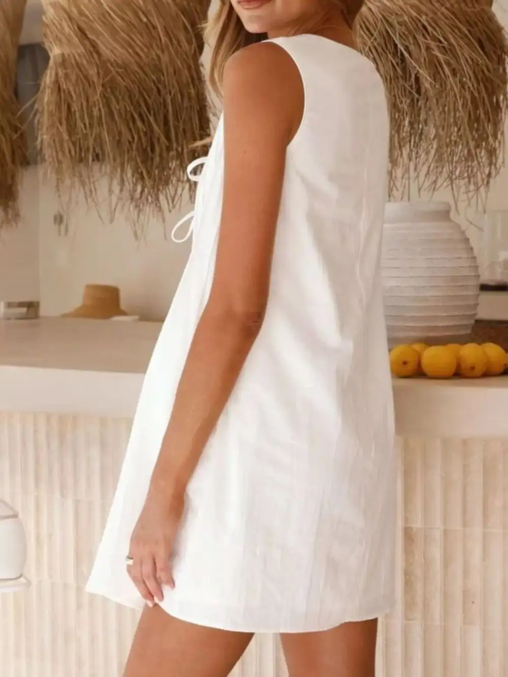 Balanced Detail Sleeveless Mini Dress