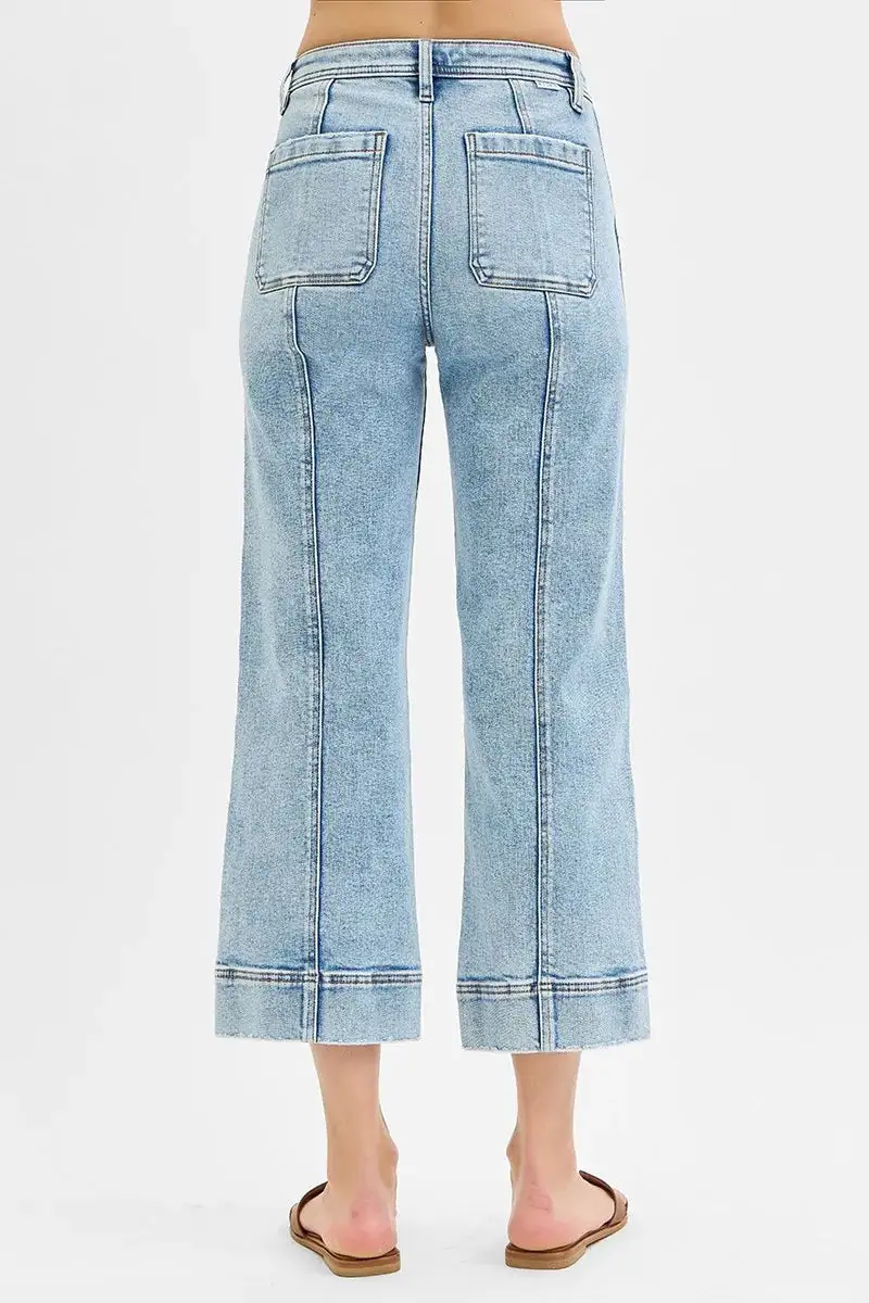 Everyday High Rise Front Seam Wide Leg Jeans