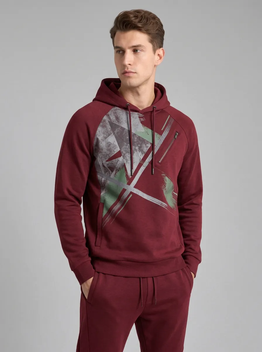 Men's Sportswear Geometric Abstract Printed Hoodie Jogger Set