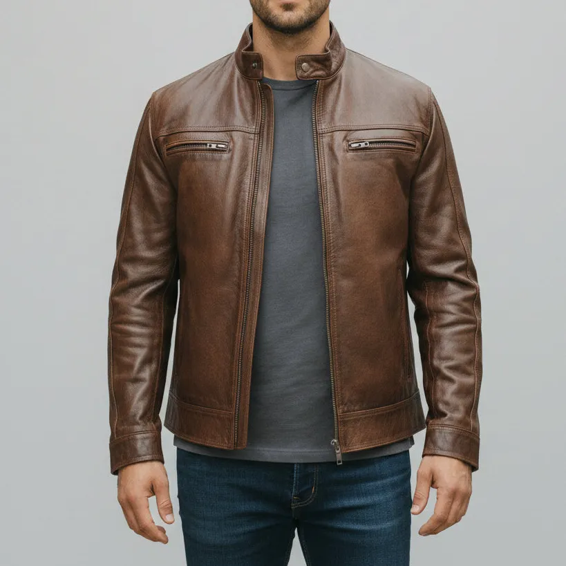 Heritage Leather Biker Motorcycle Quilted Jacket