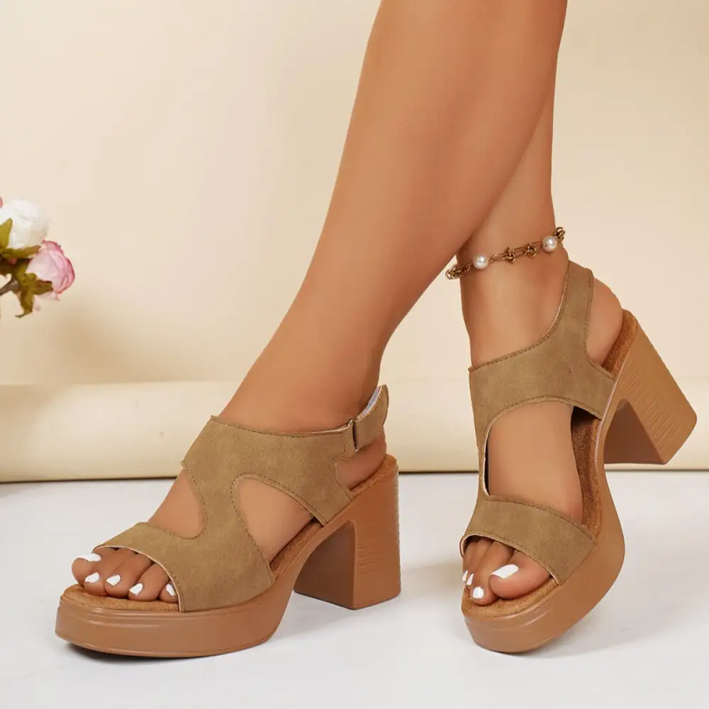 Classic Open Toe Block Heel Sandals