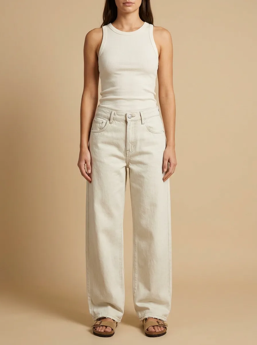 Women's Mid-Rise Printed Wide-Leg Denim Jeans