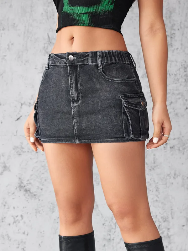 Denim Cotton Blend Skirt