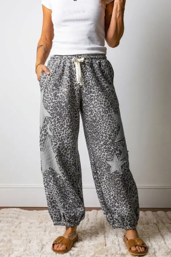 Active Leopard Print Drawstring Pants