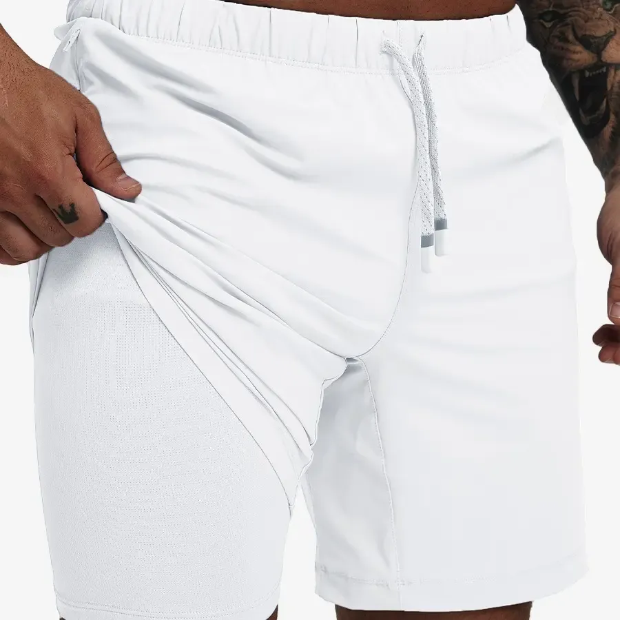 MAELREG Men's 2-in-1 Running Shorts with Liner, Outdoor Hiking Gym Training Shorts, Breathable Athletic Workout Shorts with Towel Hook