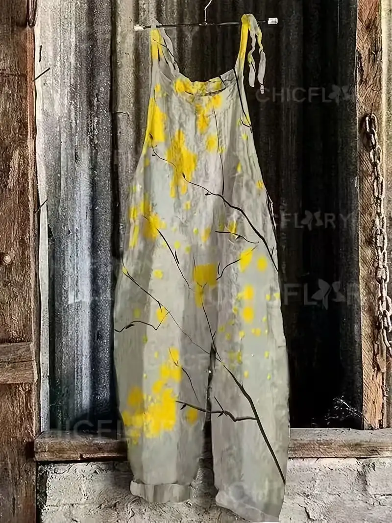 Women' Fun Print Wide-Leg Suspender Overalls