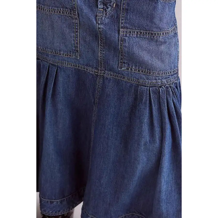 Midi Denim Skirt with Pockets