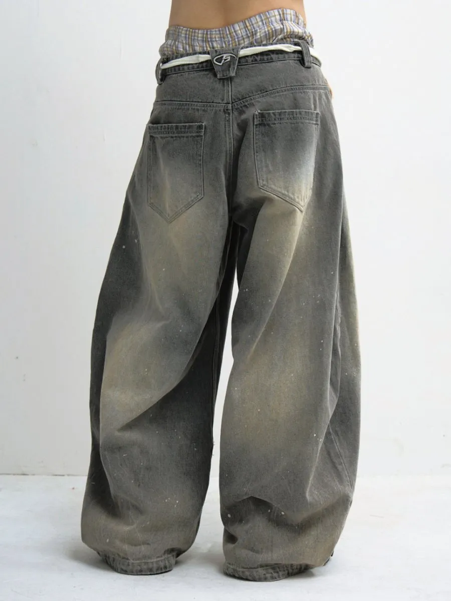 Drawstring Wide Leg Jeans