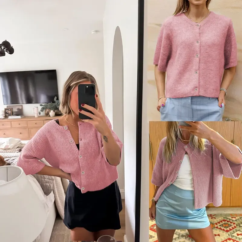 Women's Short-Sleeve Cardigan Sweater🔥10-Pack -Only $24