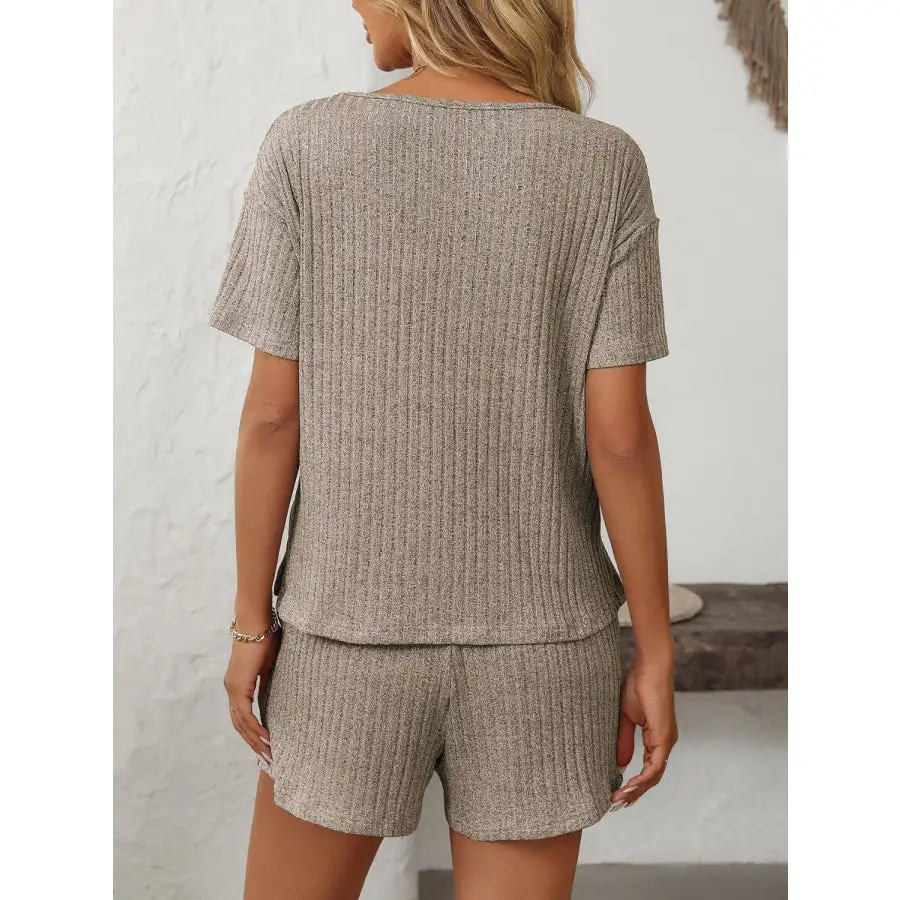 Mandy V Neck Short Sleeve Top and Shorts Set