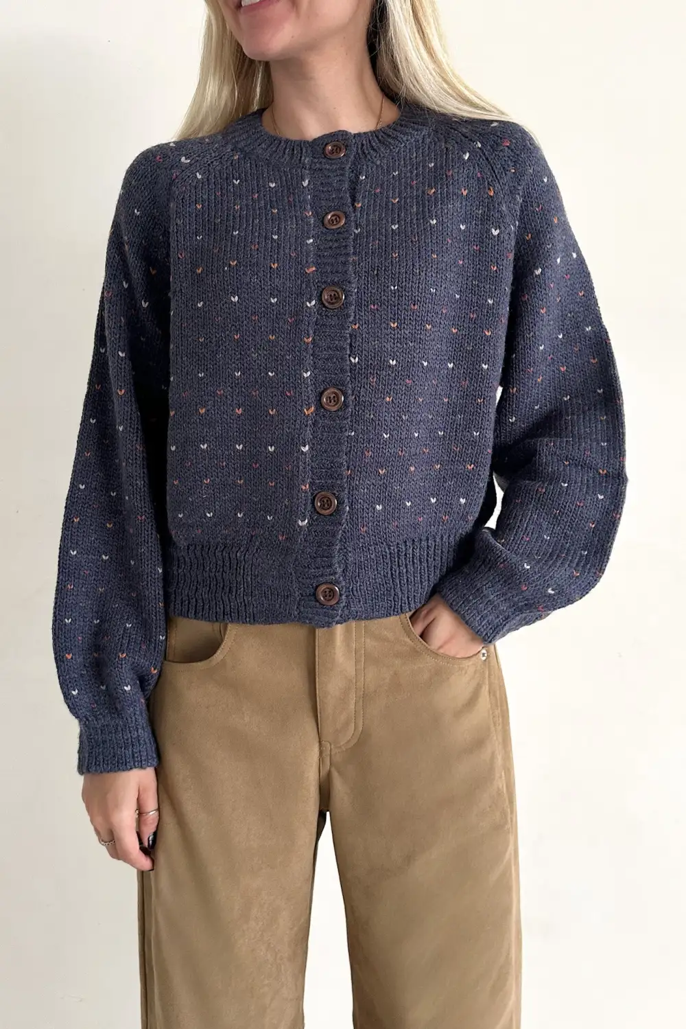 Easy Texture Soft Button Front Cardigan