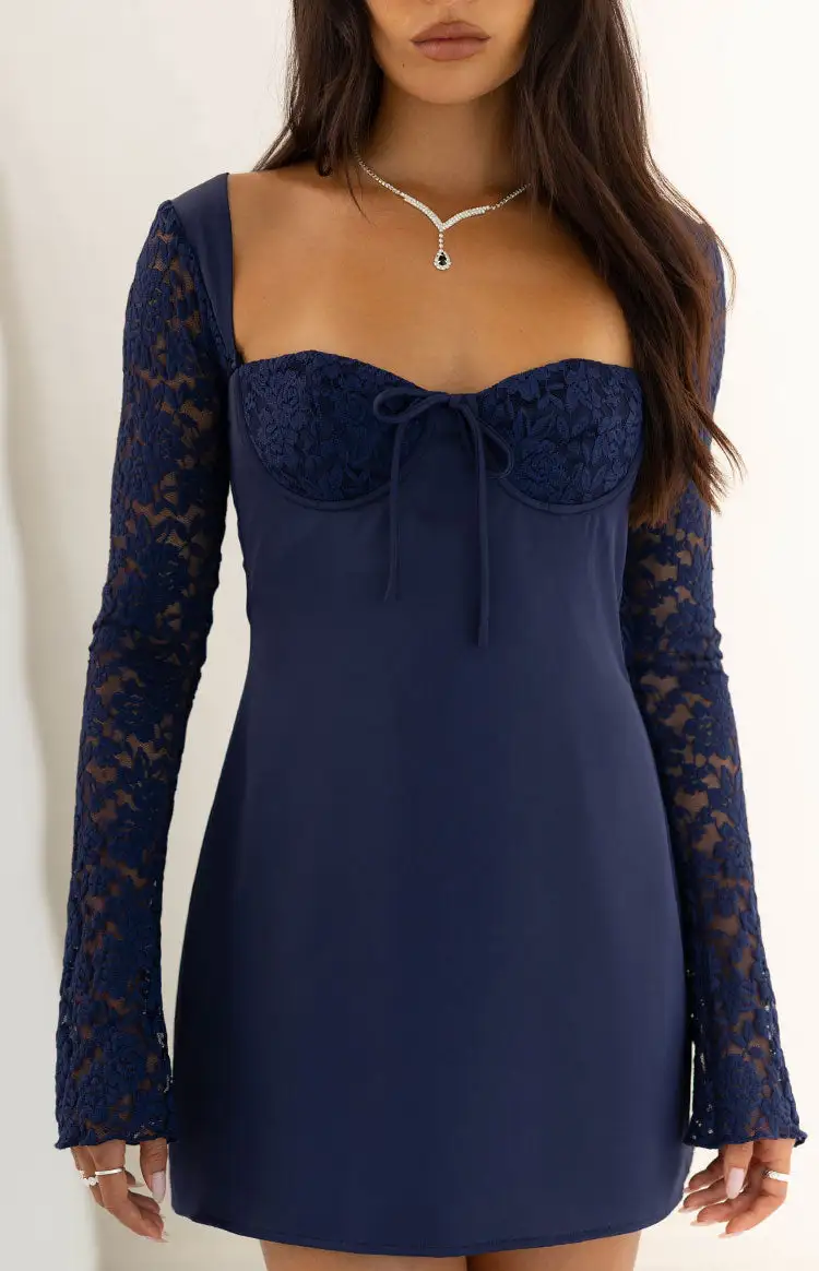 Long Sleeve Bodycon Lace Mini Dress