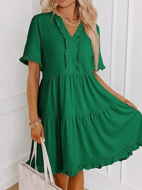 Short Sleeve Tiered Mini Dress