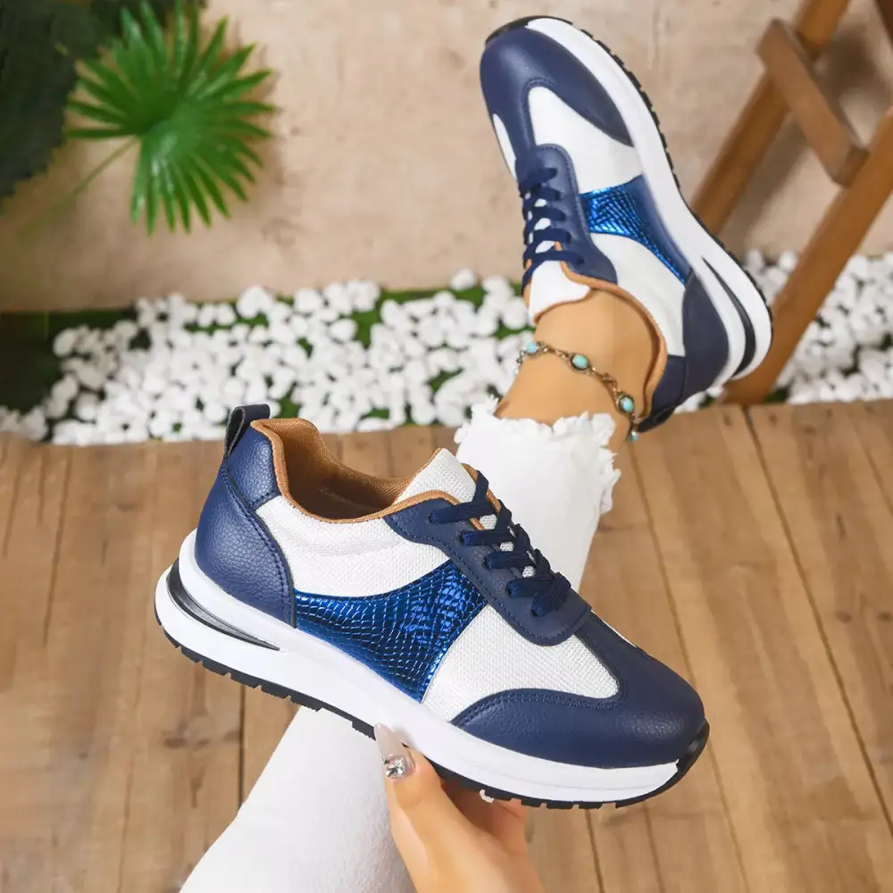 Versatile Round Toe Lace-Up Sneakers