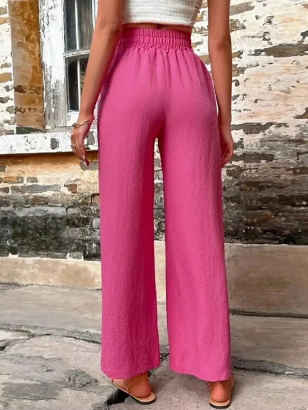 Lightweight Tie Waist Tie Detail Pants