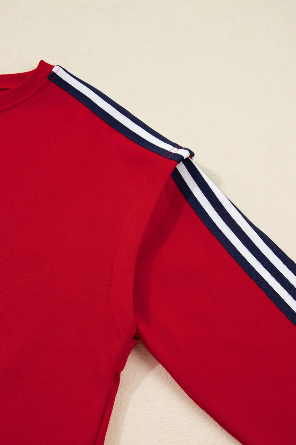 Relaxed Striped Contrast Trim Varsity Stripe Sweatshirt