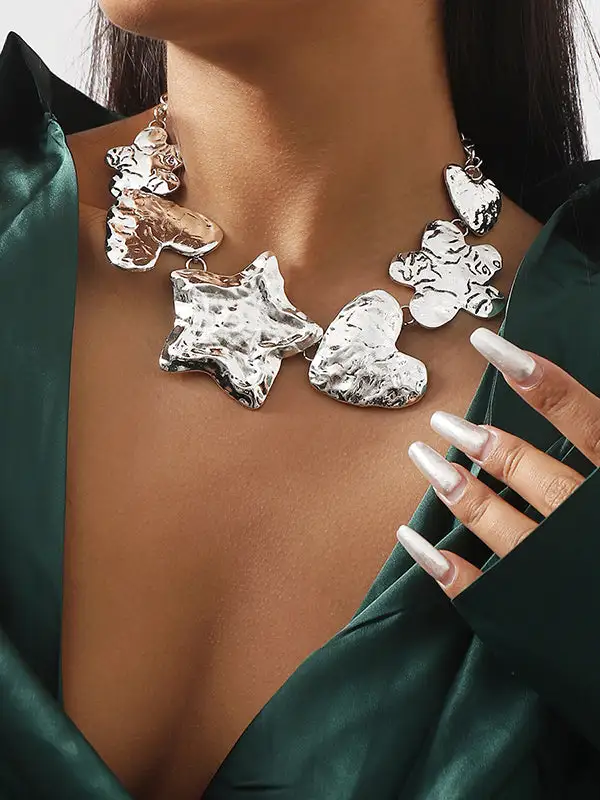 Chain Heart Motif Star Necklace