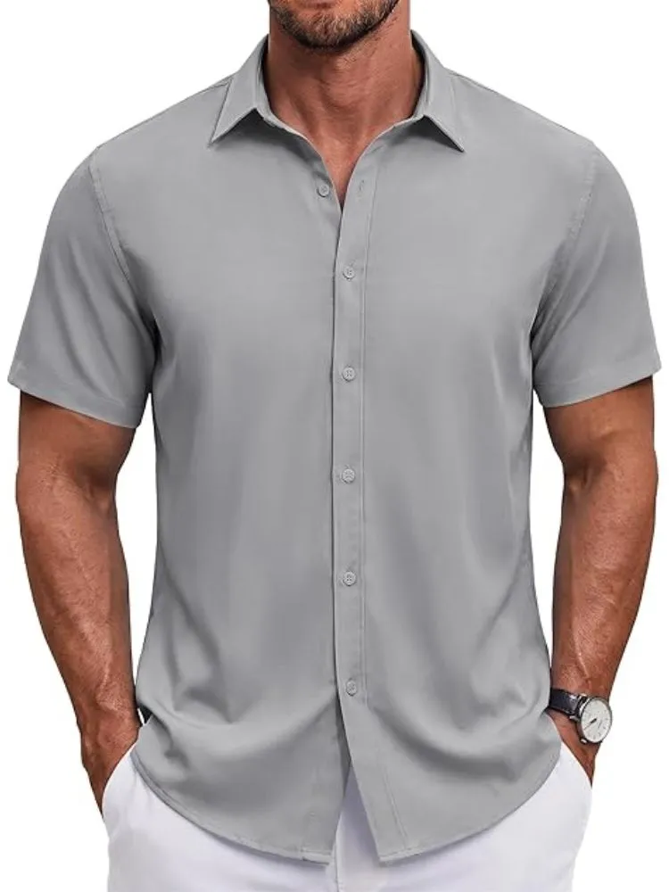 S Short Sleeve Casual Button-Down Shirt
