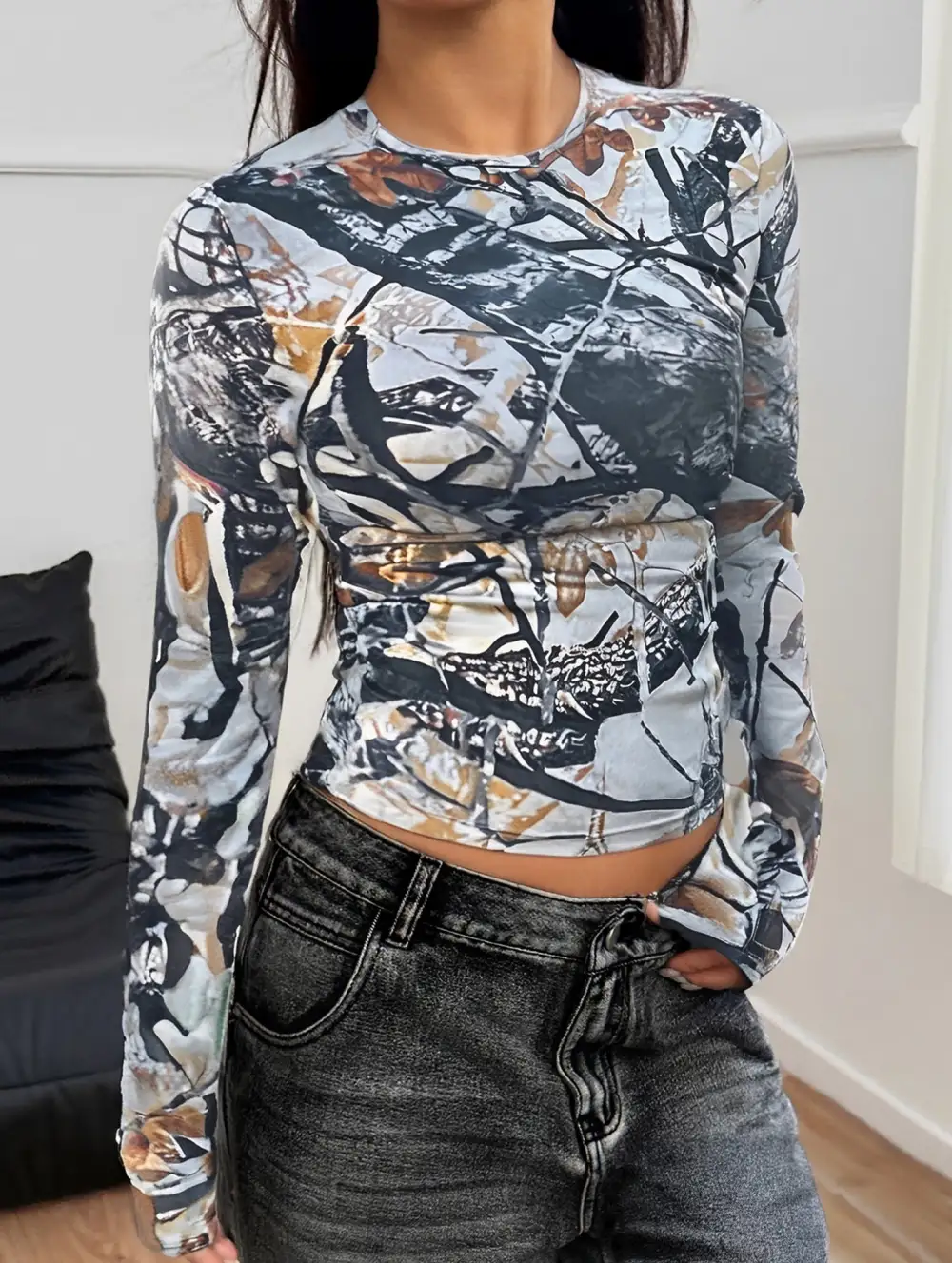 Print Long Sleeve Base Layer Tee