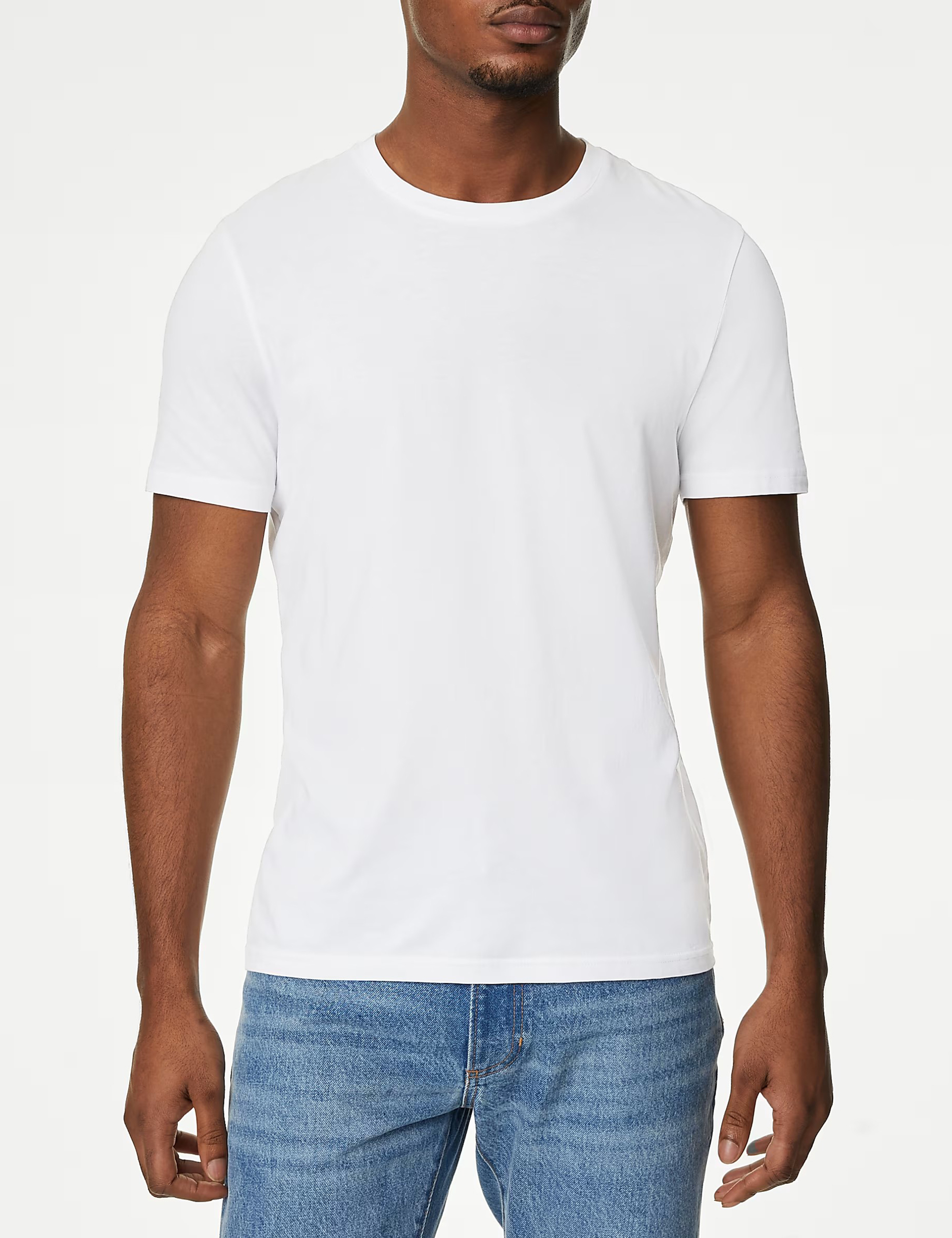 White Basic Crew Neck Short Sleeve Tee