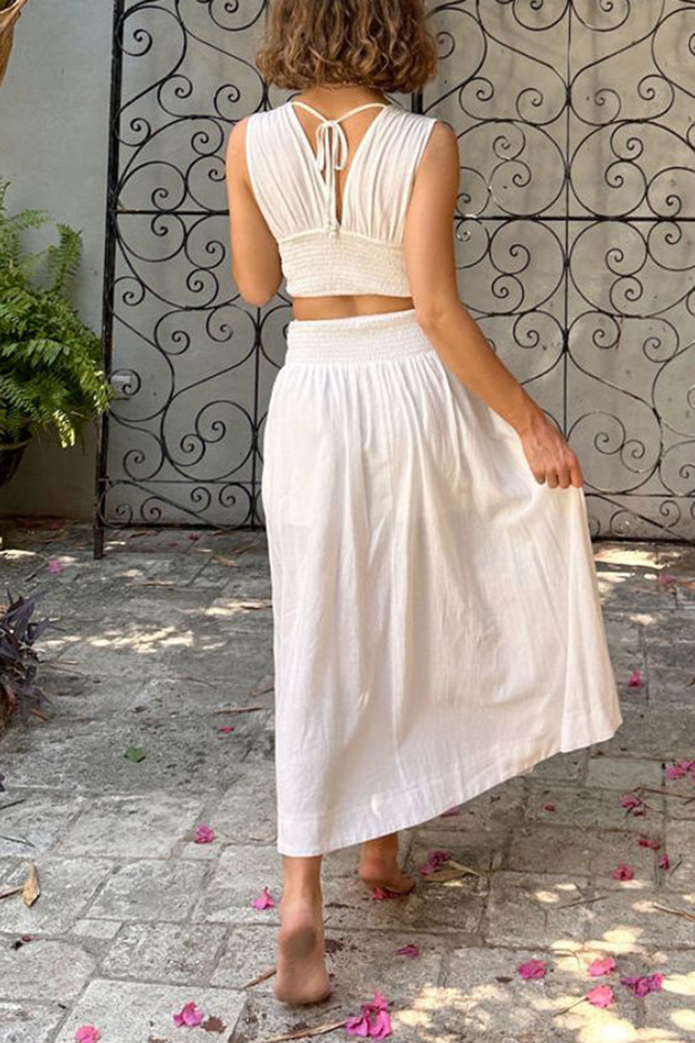 White Cotton And Linen Long Skirt