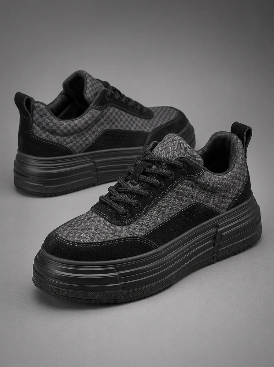 Men's Casual Fashion Houndstooth Pattern Patterned Skate Shoes