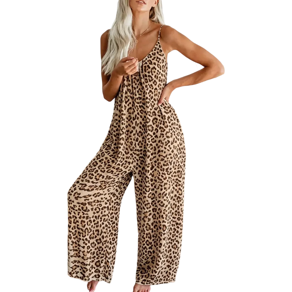 Plus-Size Fashion — Wide-Leg Suspender Jumpsuit