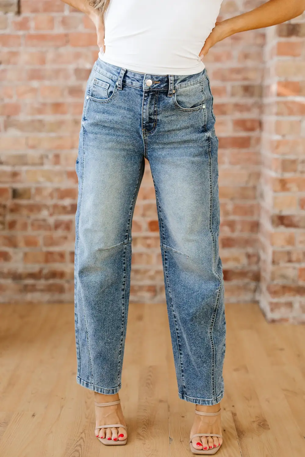 Vintage Washed Seam Detail Shift Jeans