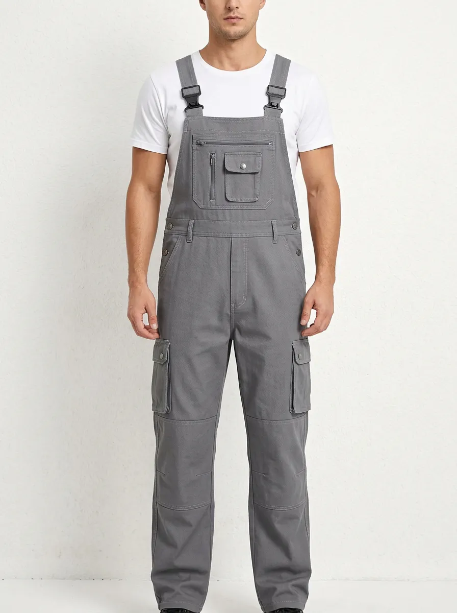Men's Lightweight Inspired Multi-Pocket Cargo Bib Work Overalls