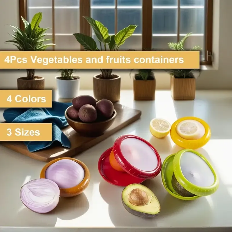 4 PCS Large Capacity Silicone Fruit Storage Box