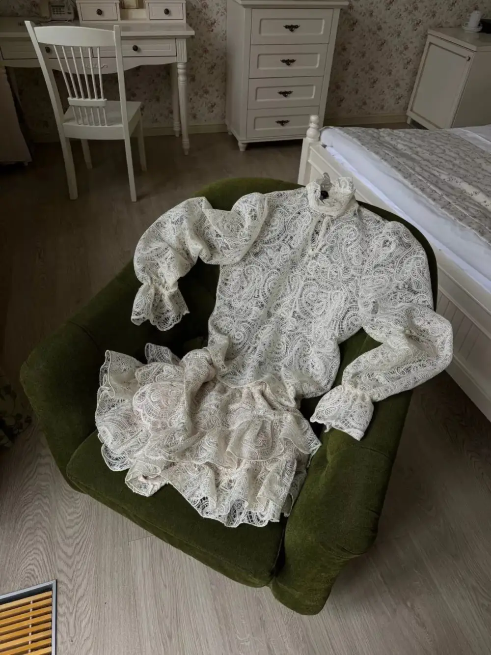 Relaxed Lace Long Sleeve Top and Skirt Set