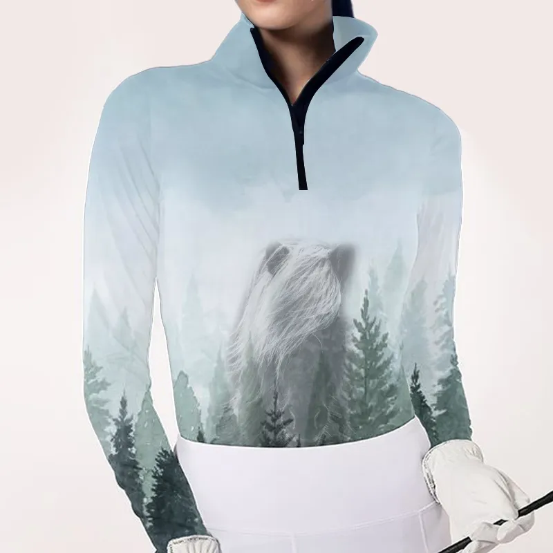 Women's Riding Style Forest Print Long Sleeve Casual Shirt