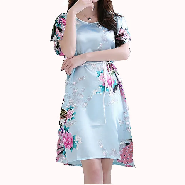 Silky Art Print Nightgown Dress