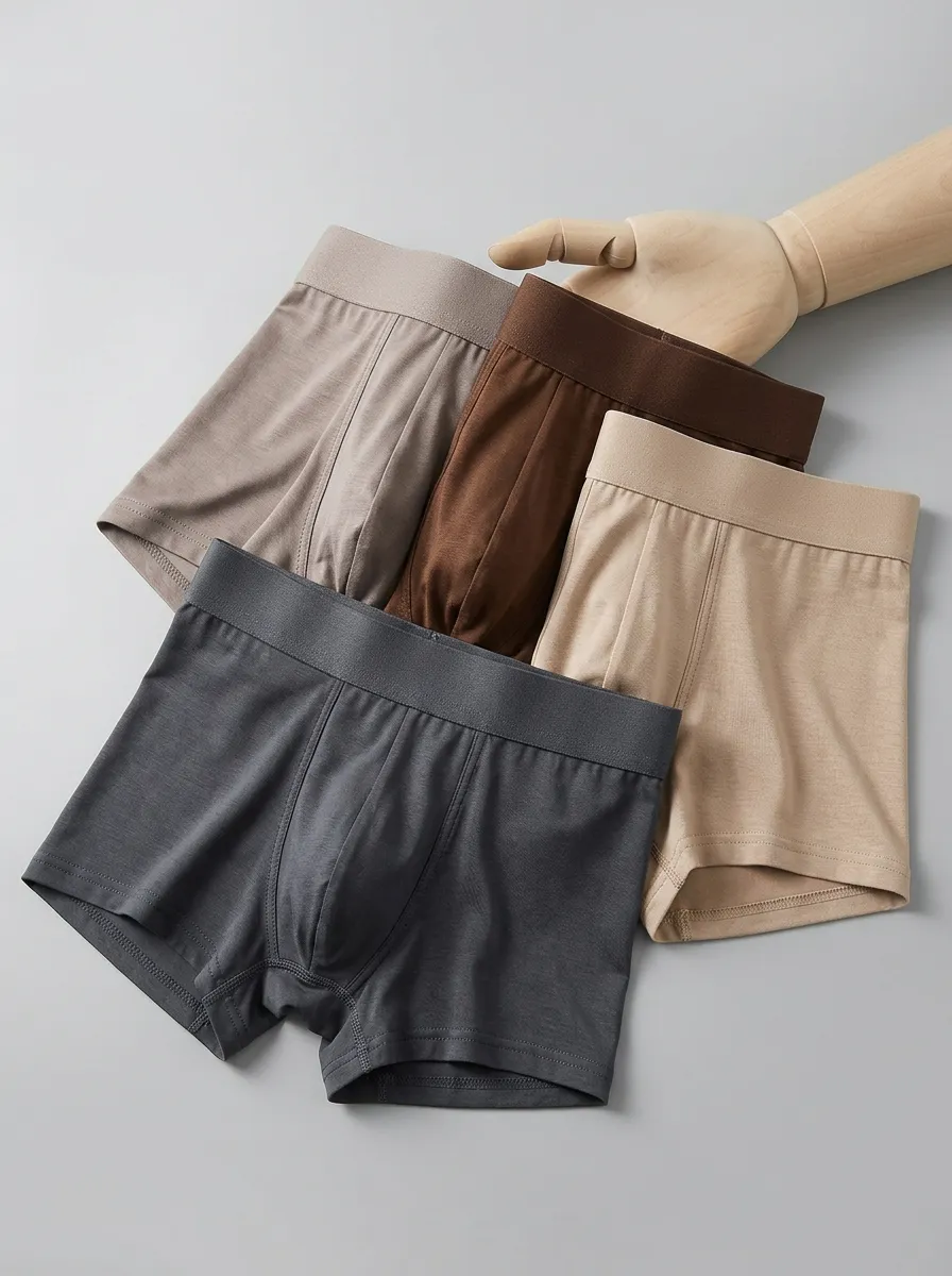 Active Solid Cotton Essential Men's Four Pack Boxer Briefs