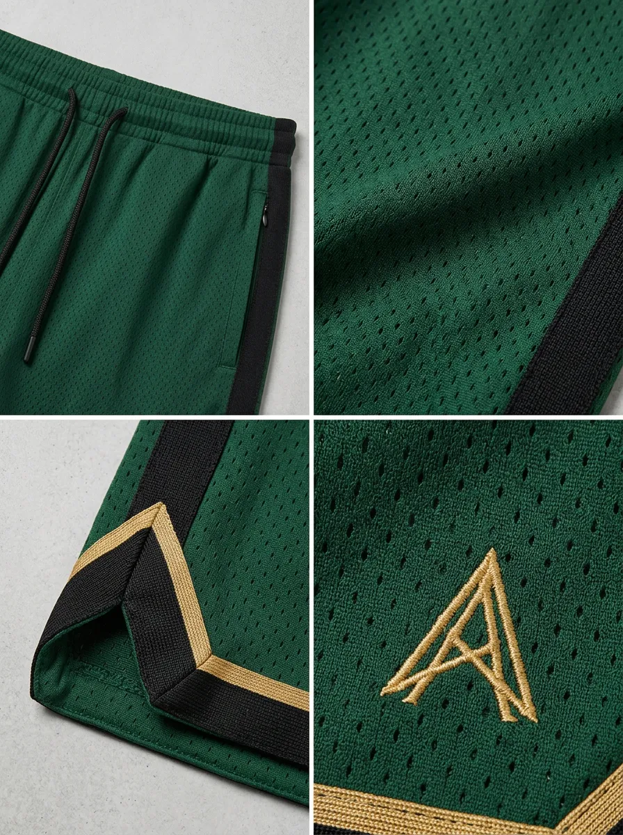 Versatile Embroidered Detail Silhouette Men's Basketball Shorts