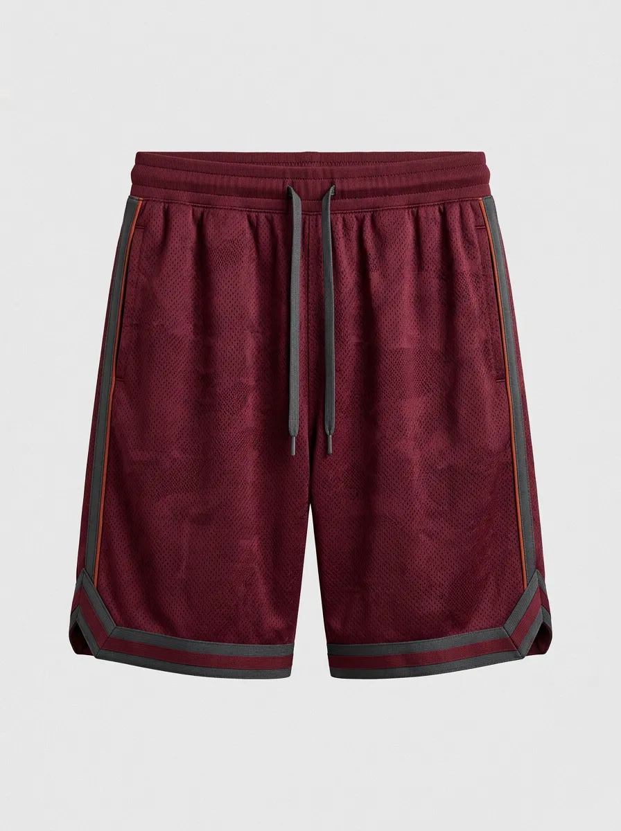 Comfort Mesh Detail Camo Pattern Detail Men's Basketball Shorts