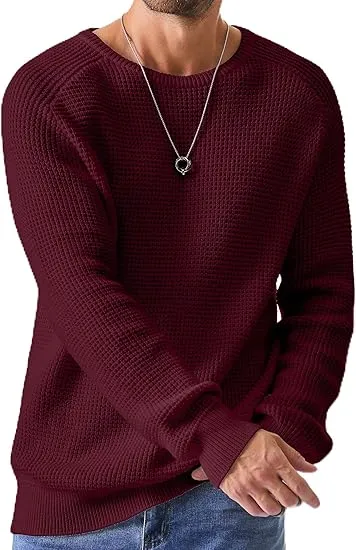 🧶 Men’s Waffle Knit Crewneck Sweater – Effortless Warmth. Everyday Style.